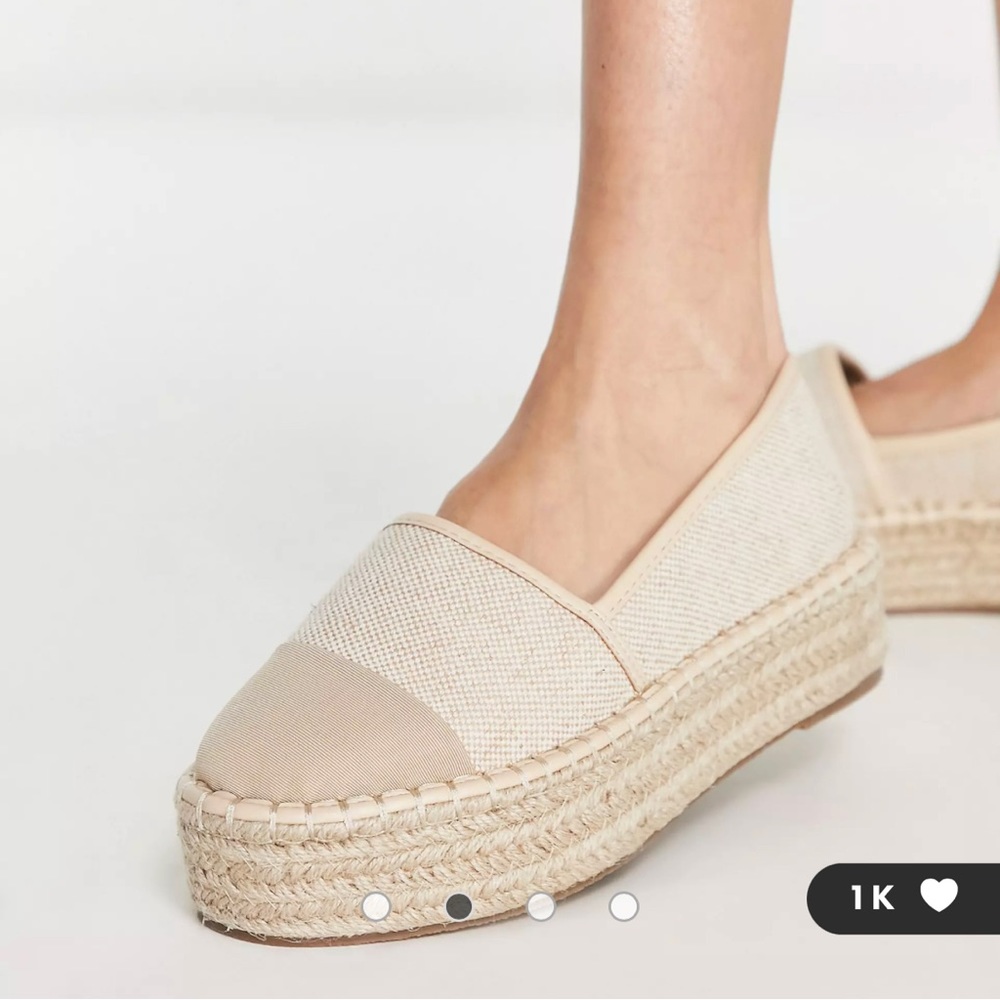 ASOS DESIGN Wide Fit Jala flatform toe-cap espadrilles in cream